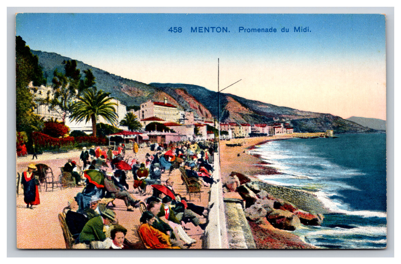 View Along The Coast, Menton France Postcard