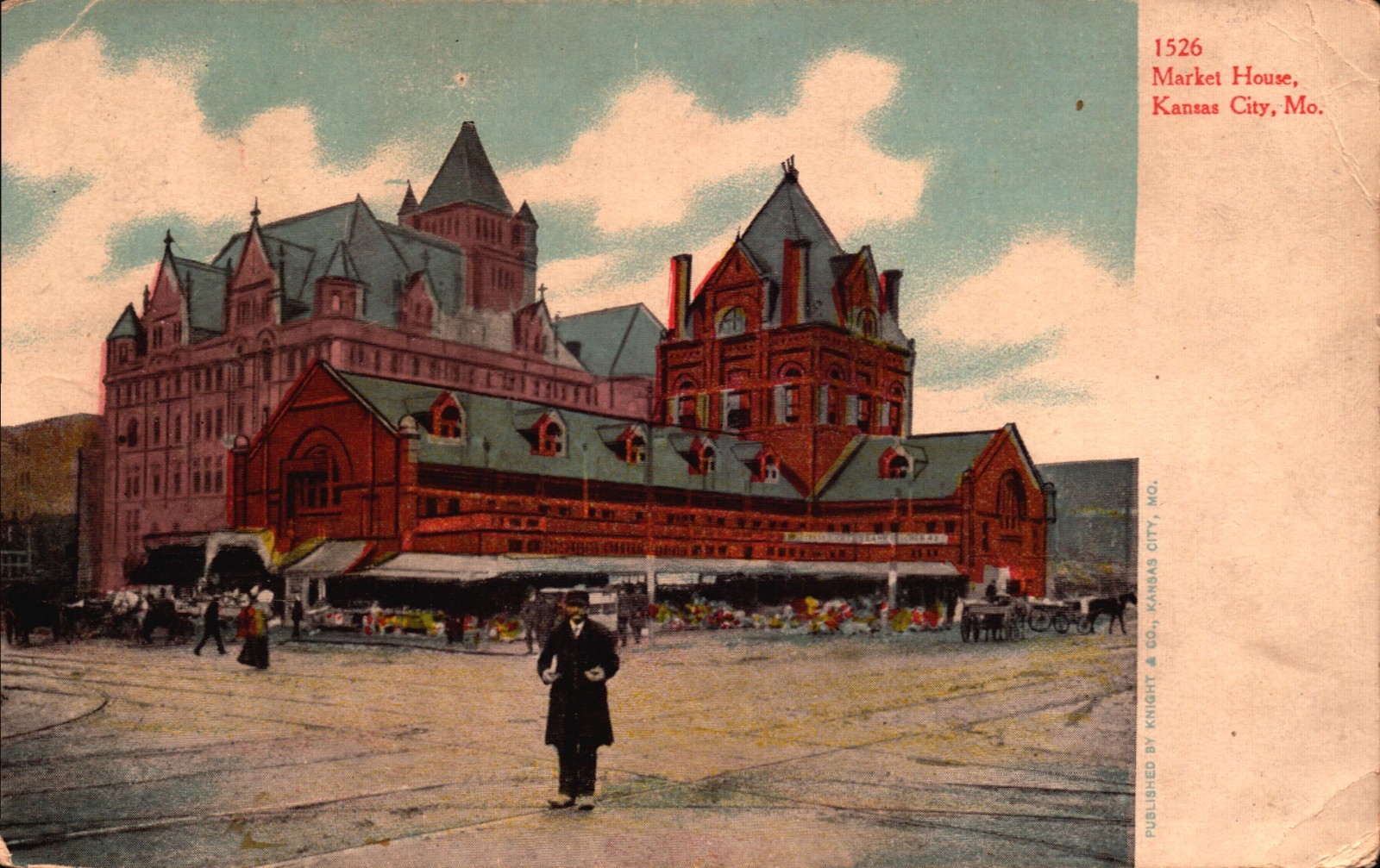 RARE VIEW- KANSAS CITY MO- MARKET HOUSE-PRE-1908 UNDIVIDED BACK BK89