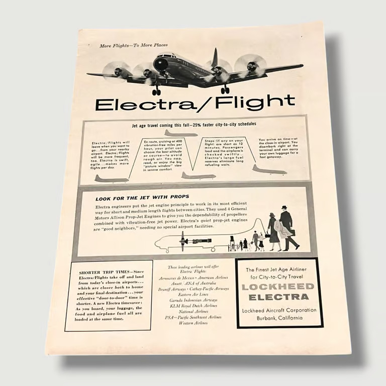 1958 Lockheed Electra Airplane Look For The Jet With The Props Vintage Print Ad