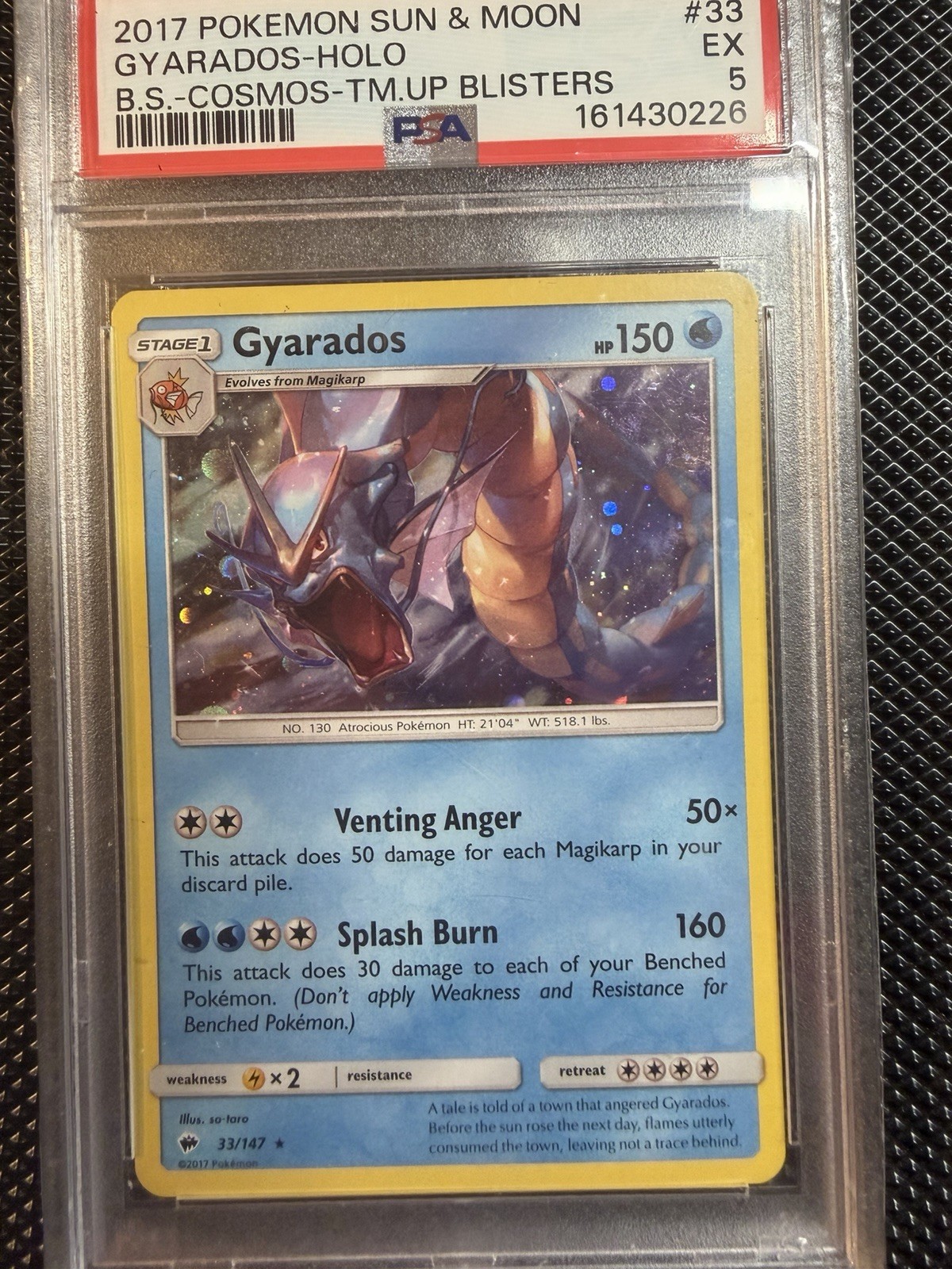 POP 1 Pokemon 2017 Sun & Moon Gyarados Cosmos Holo 33/147 English PSA 5