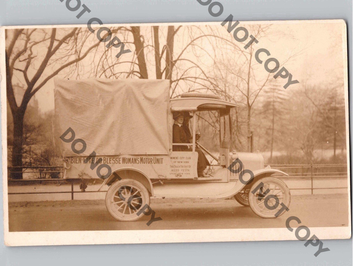 WOW c1915 Womans Motor Unit Womens City Club Allied Festa Utica New York NY RPPC