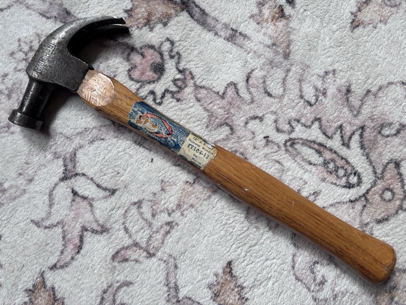 Vintage Vaughan SuperSteel No. 12 13 Oz Bell Face Curved Claw Hammer USA 1940s