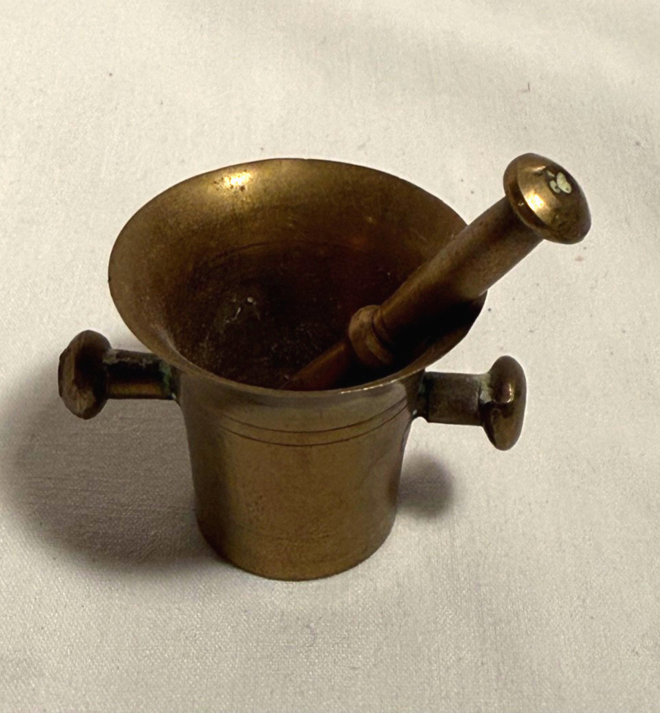 Vintage Miniature (1.5”) Brass Mortar & Pestle - Tiny Apothecary