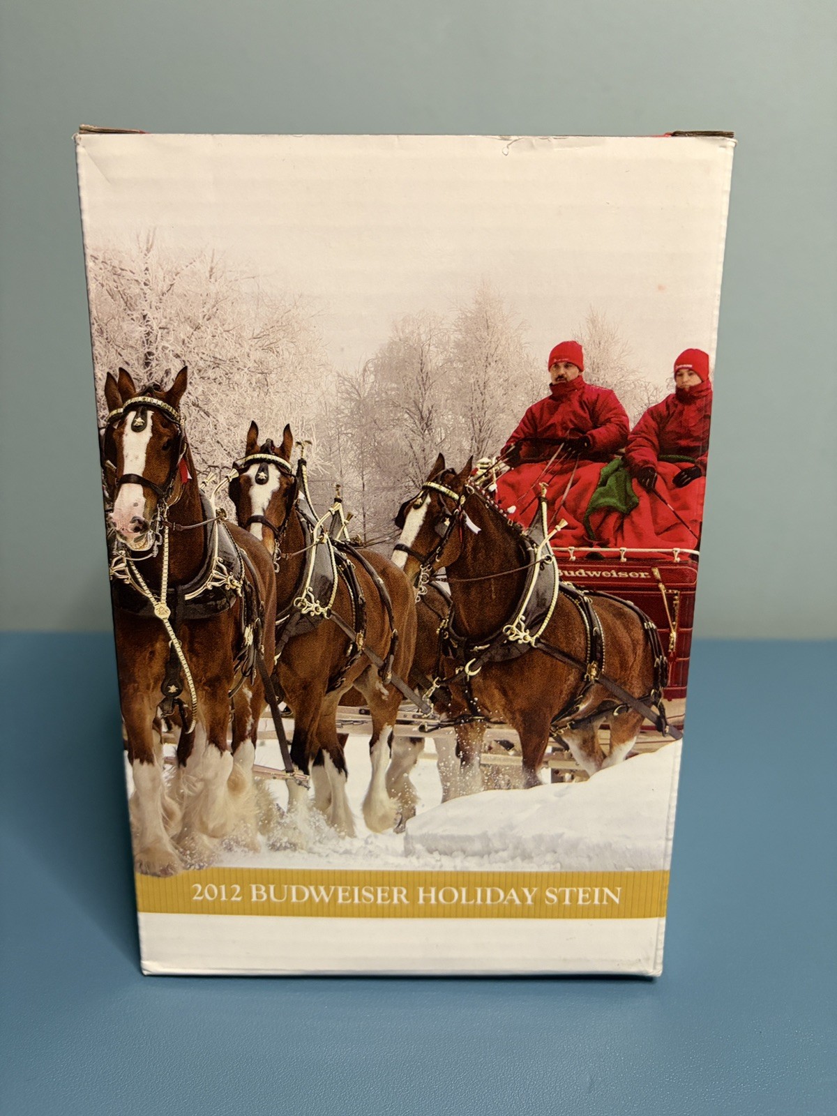 2012  Anheuser Busch  AB  Budweiser Holiday Christmas Beer Stein Clydesdales NIB
