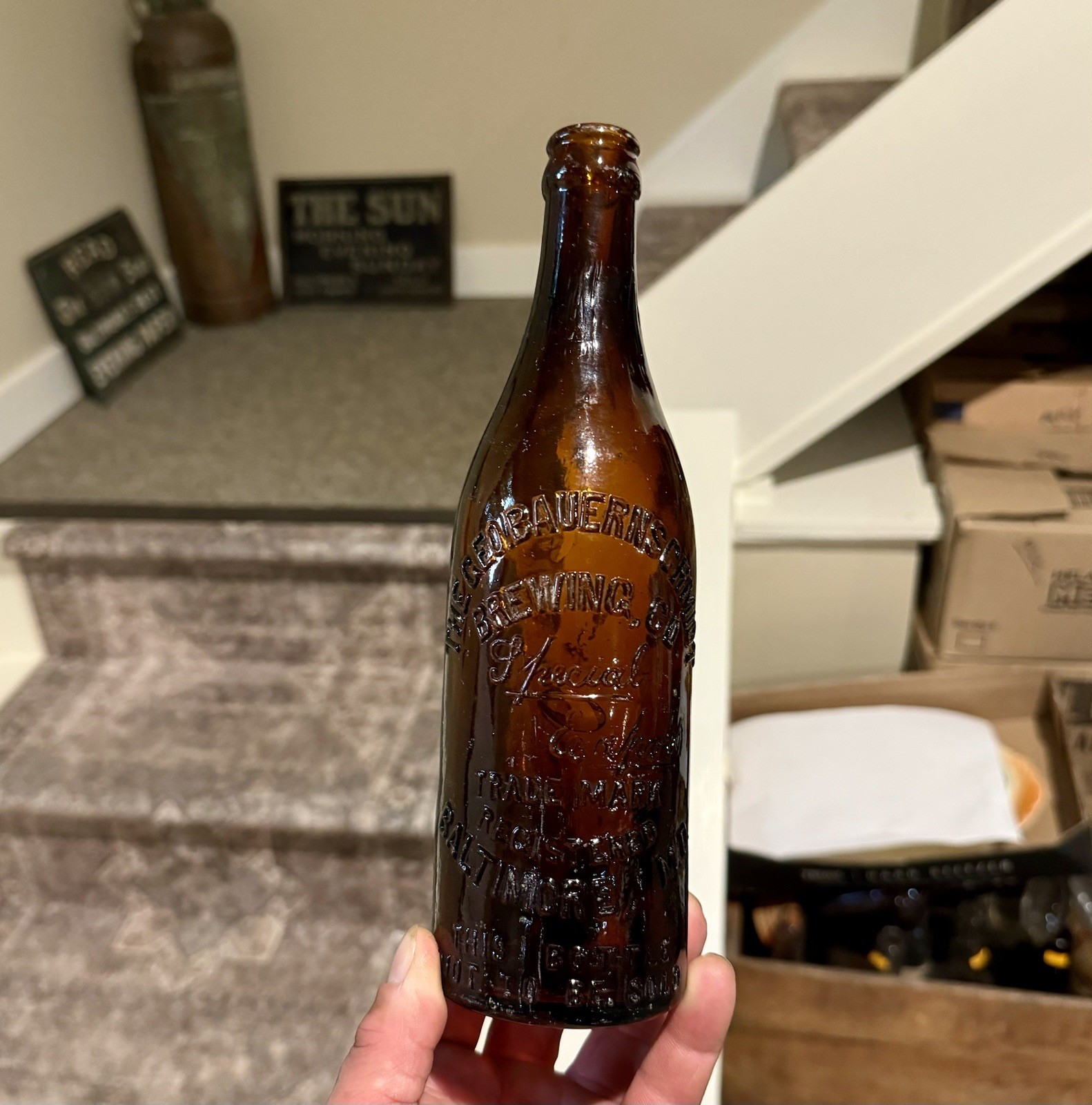 The Geo Bauernschmidt Brewing Co Special Export Baltimore MD Blown Beer Bottle