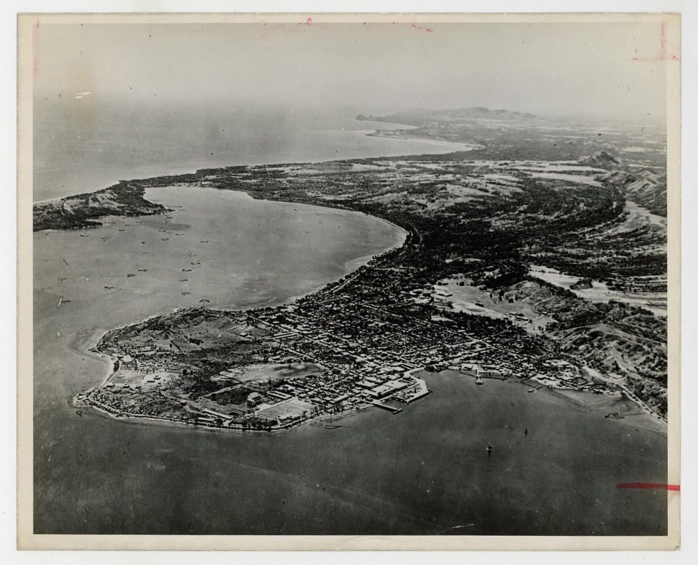 Aerial View Tacloban, Philippines 1944 US Force Invasion Leyte 8x10 Photo J15999