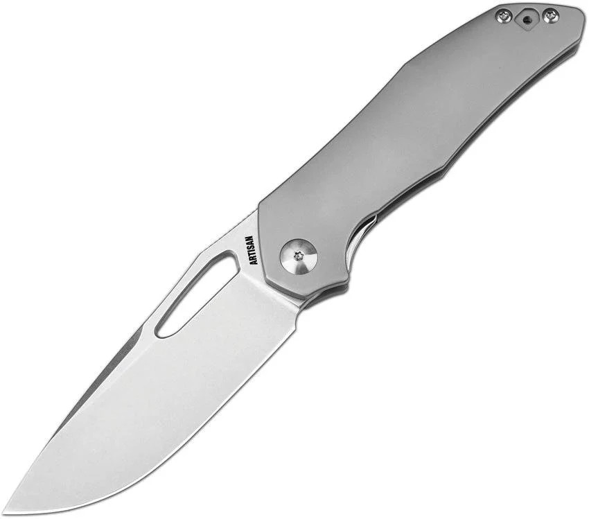 Artisan Keras Framelock Gray Folding Pocket Knife 3.25in Blade Stainless Steel