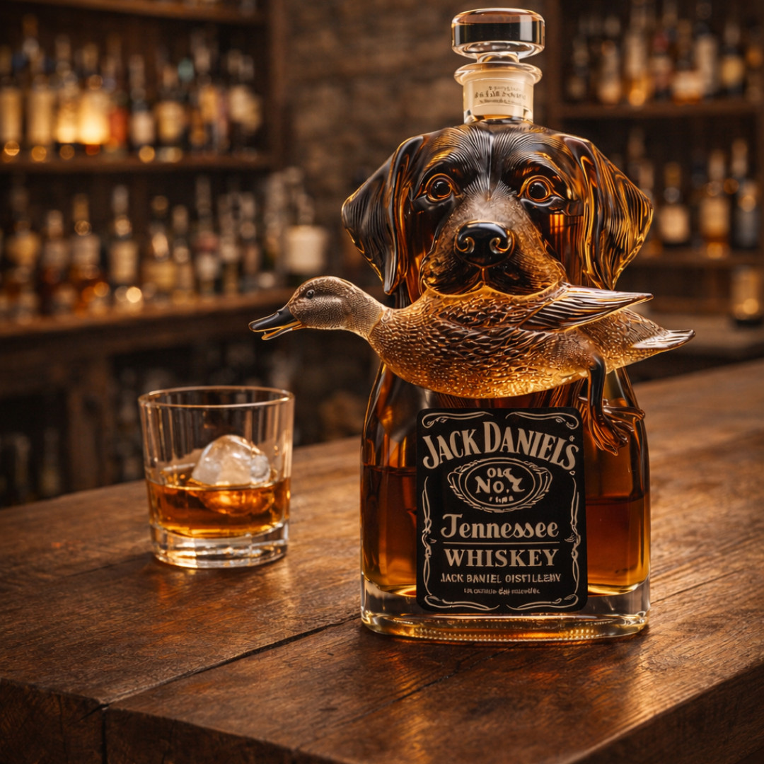 Hunting Dog Whiskey Decanter – Duck Retriever Design, Unique Bar Decor