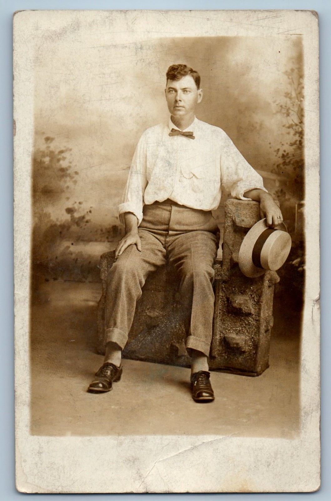 1911 Man With Hat Studio Tucson Arizona AZ RPPC Photo Posted Antique Postcard