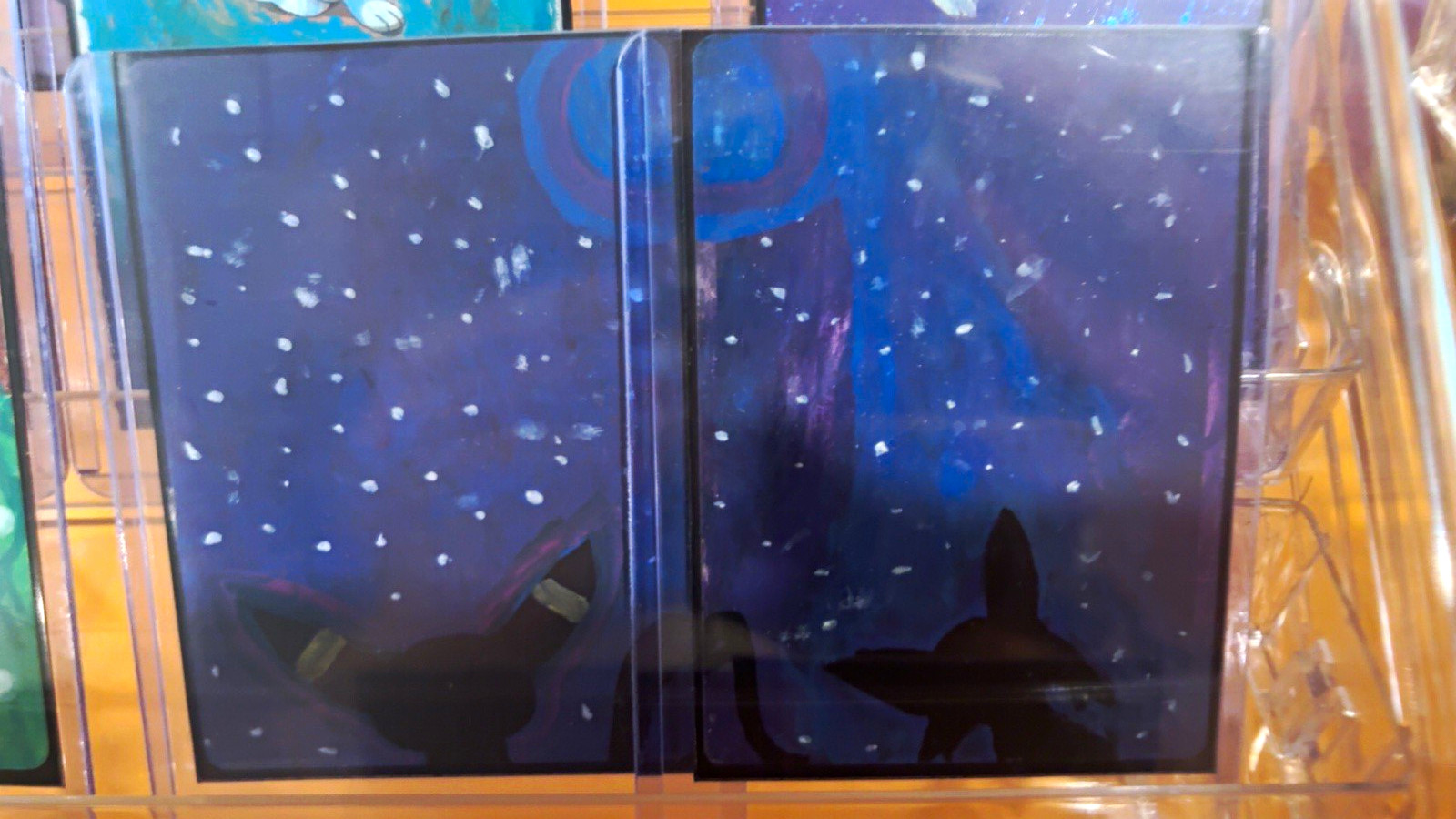 Espeon and Umbreon handpainted/altered Pokemon cards lot of 2