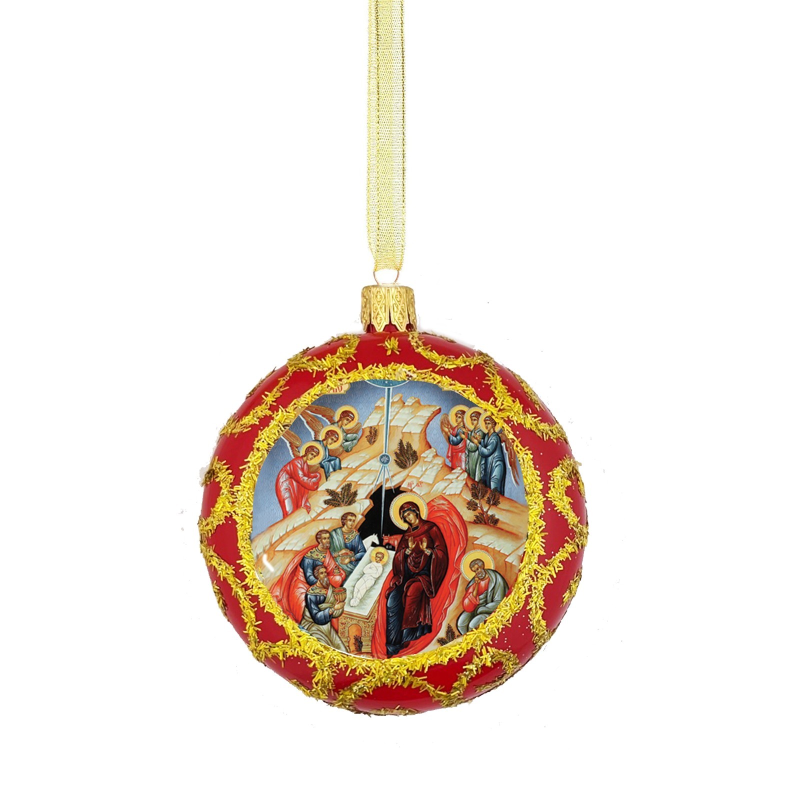Nativity Ornament Byzantine Icon Angels Religious Christmas Decor Gift