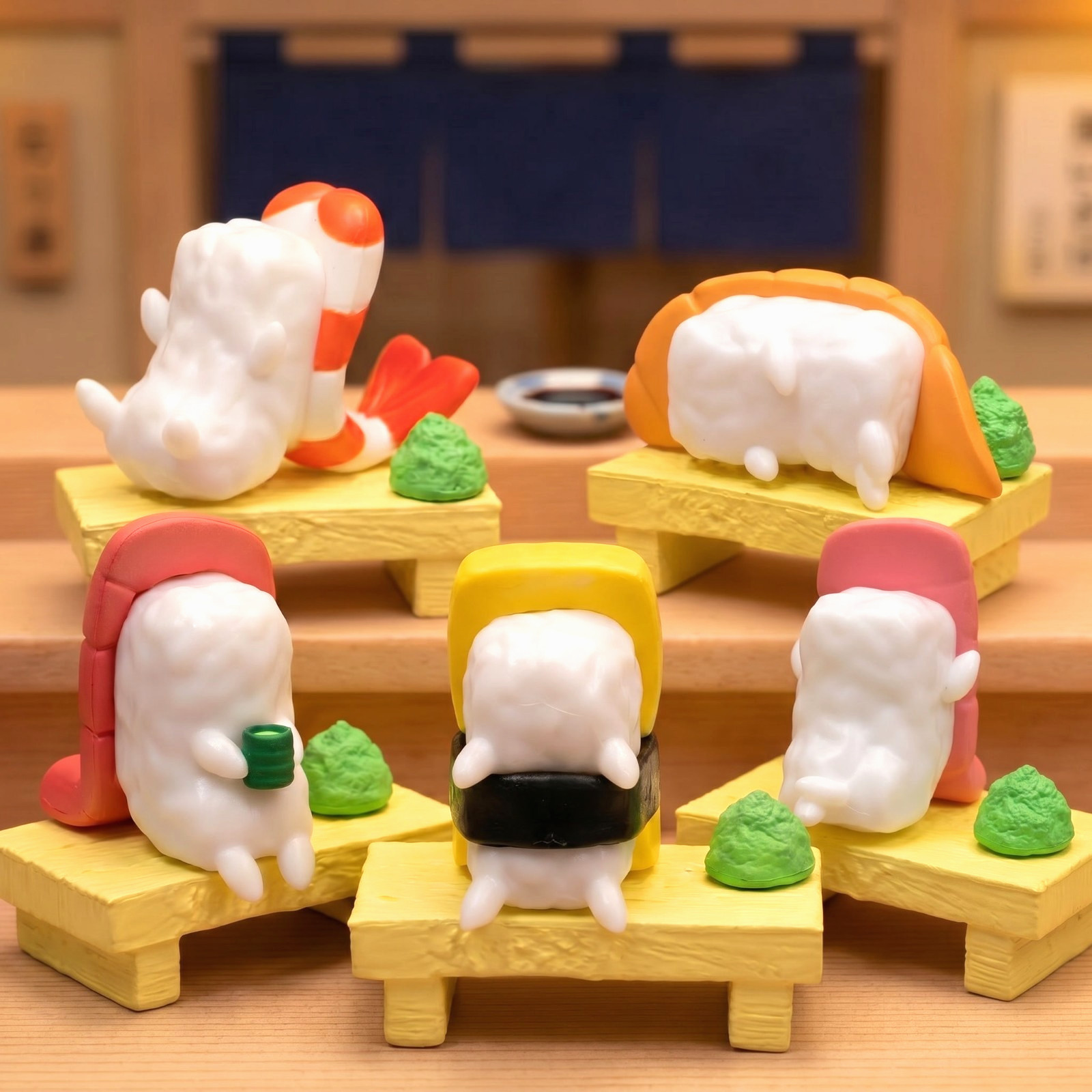 Kawaii Lazy Sushi Mini Figure Blind Box Capsule Gashapon 1 Random Toy
