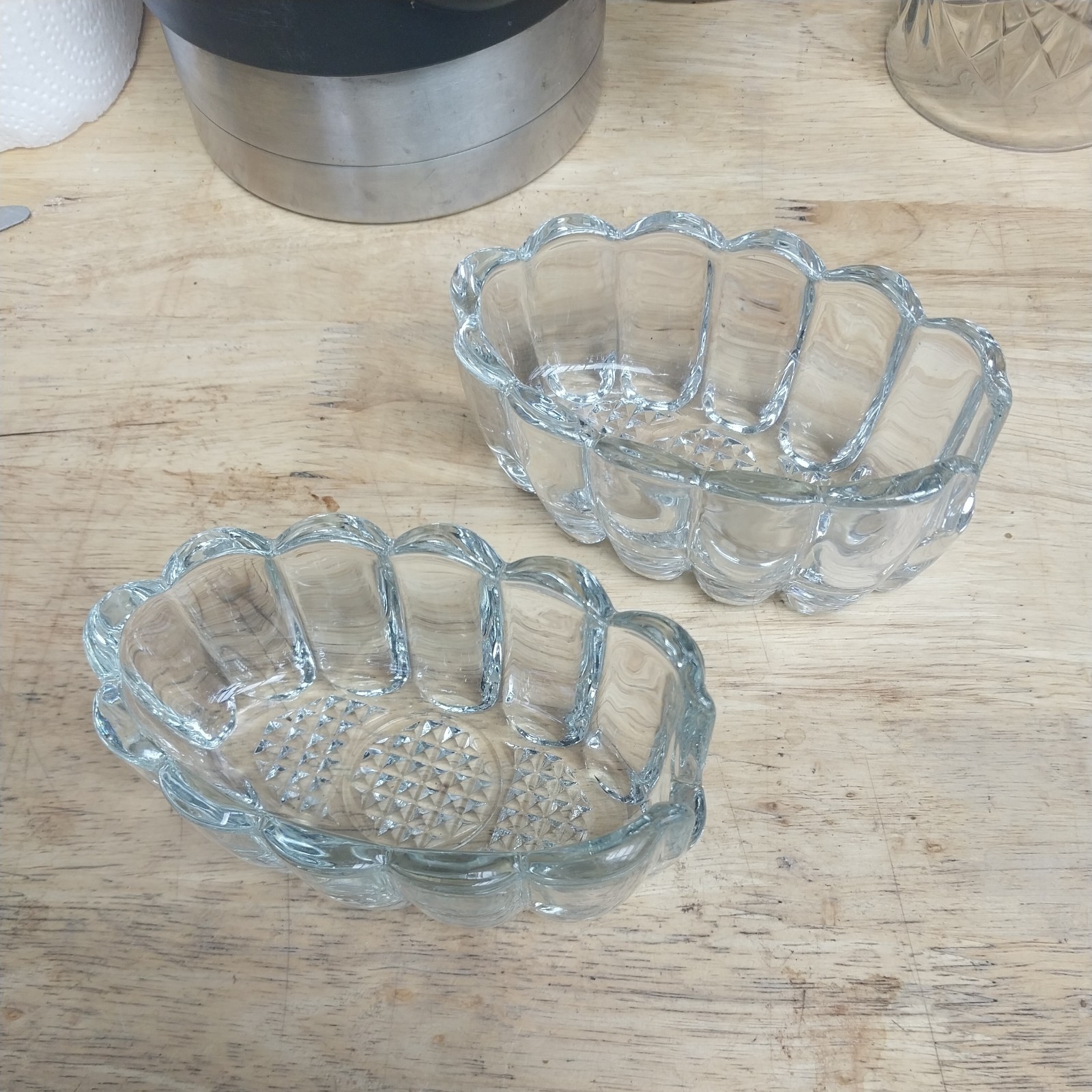 2pc Vtg Princess House Crystal Utensil Holder Spoon Fork Rest Holiday Buffet