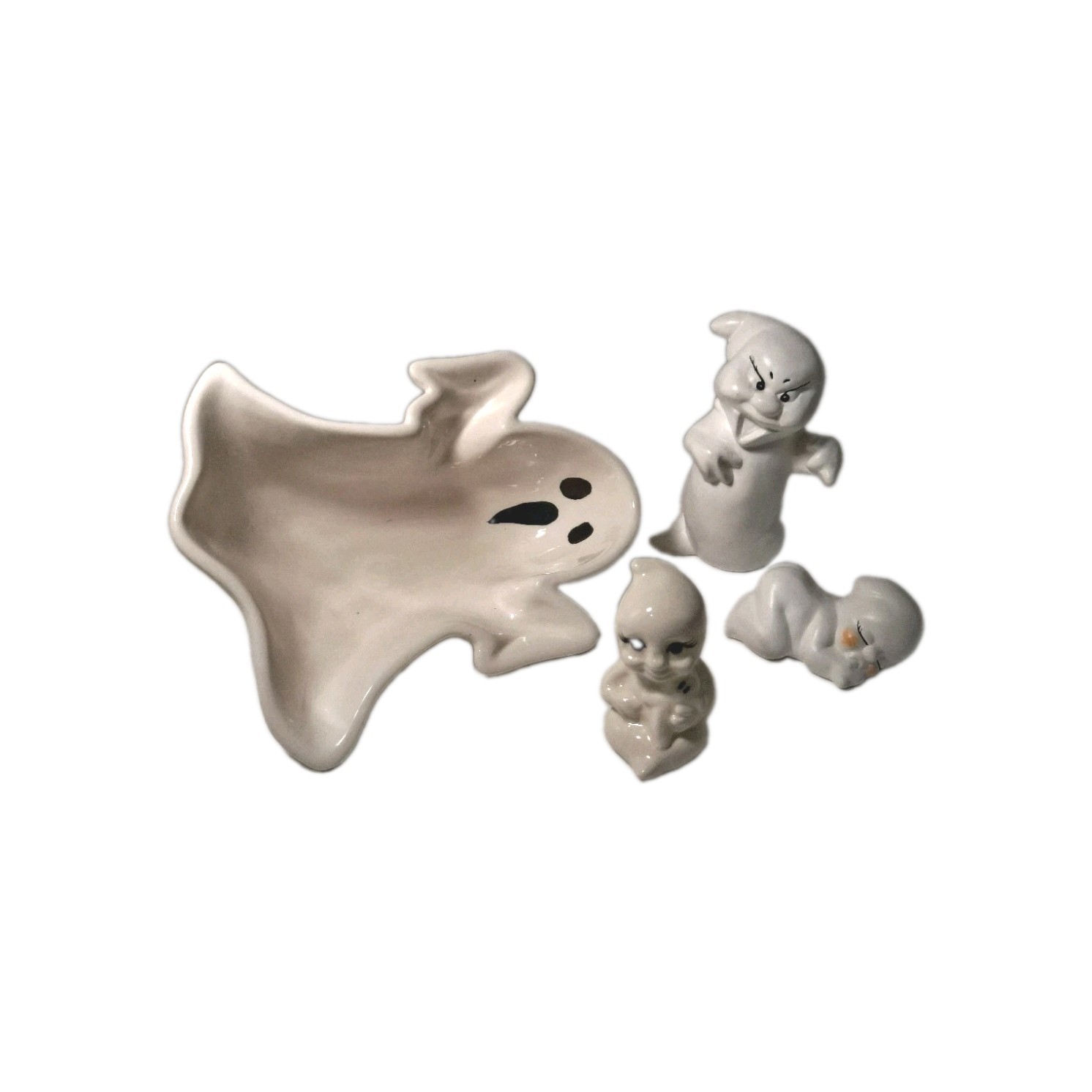 Lot of 4 Vintage Ghosts Halloween Ceramic Cute Fun Funny Ghost Lot