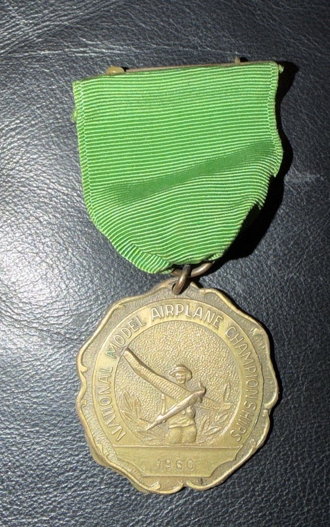 Vintage 1960 National Model Airplane Championships Medal Ribbon Pin 4th Place