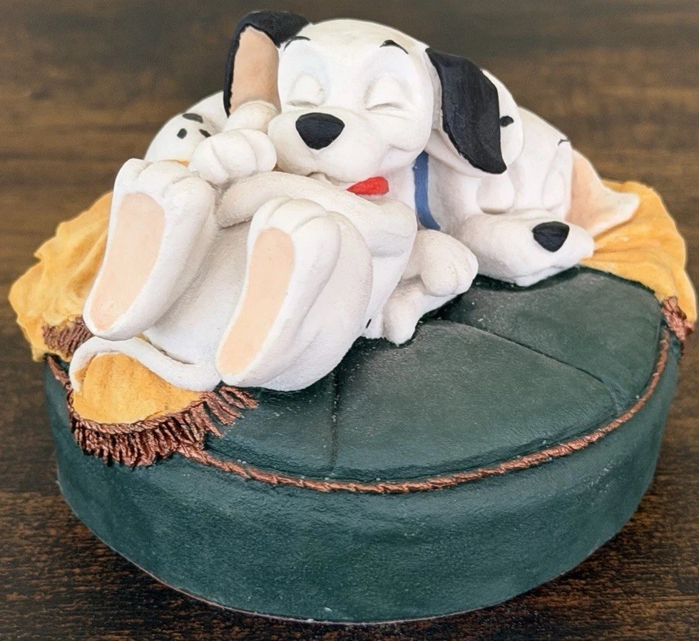 Disney 101 Dalmatians Puppies On Pillow Figurine Vintage By Arden Rare