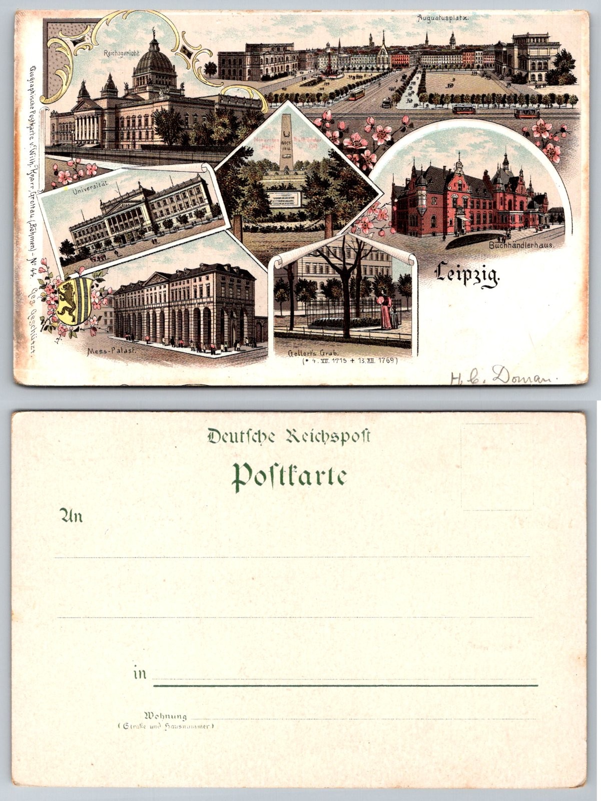 Leipzig Germany Augustusplatz Reichsgericht Universität Mess-Palast Postcard