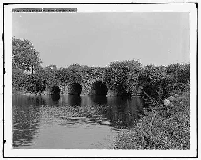 Boston Massachusetts USA Agassiz Bridge Back Bay Fens 1910s Stone Bridge Park