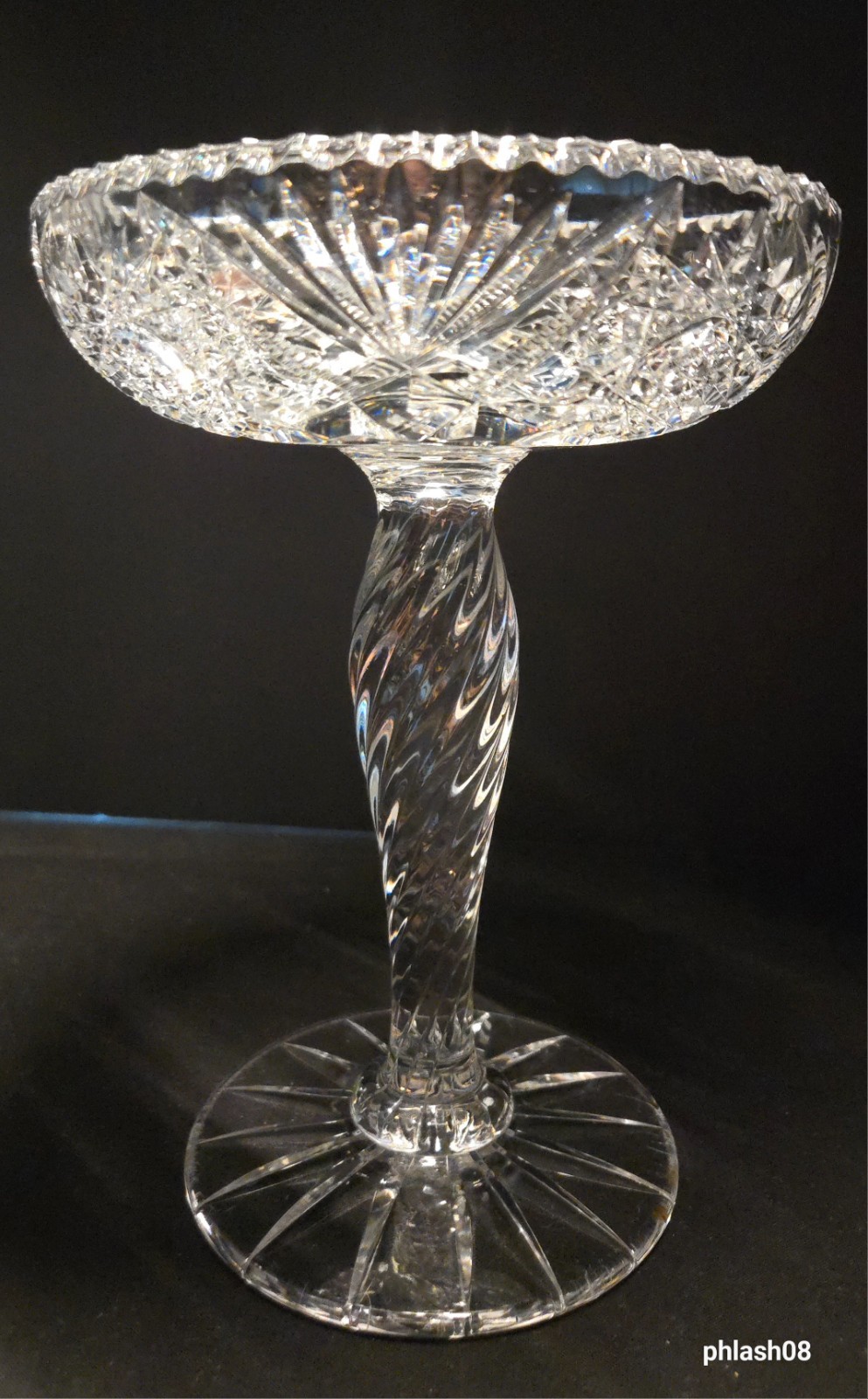 American Brilliant Cut Compote, Blackmer, Pre 1916 Spiral Twist Stem (CAB2 OCC)