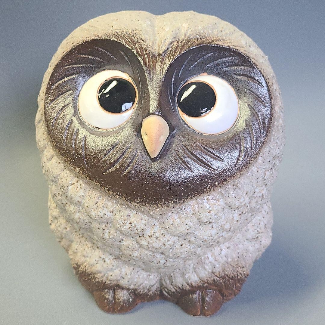 Japanese Pottery of Shigaraki Owl Ornament 17x15x20cm/6.69x5.9x7.87\