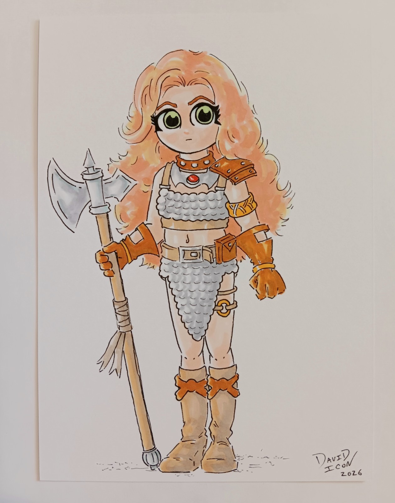 Original RED SONJA Illustration - 5 x 7 Comic Marker Drawing Sketch - David Icon Original RED SONJA Illustration - 5 x 7 Comic Marker Drawing Sketch - David Icon