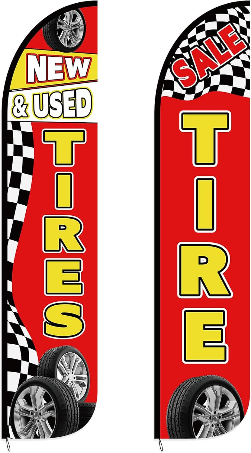 2 Pack 12 Feet Tire Sale King Flags New Tire Flag, Fashionable
