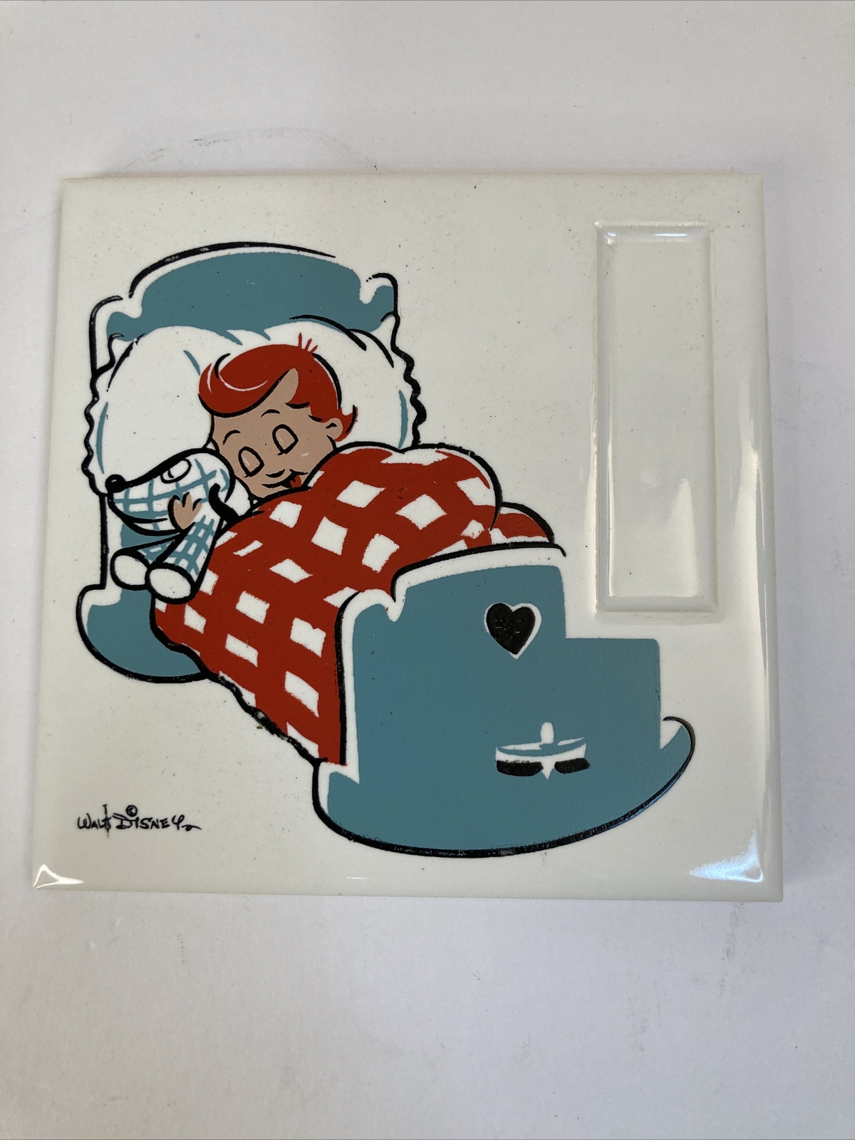 1940s Rare Disney LULLABY LAND Thermometer Tile Plaque (g7)