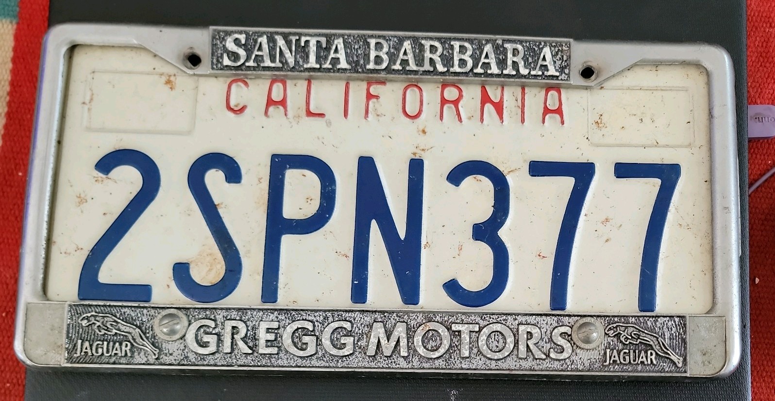 Vintage 1980s Gregg Motors Santa Barbara Jaguar California License Plate Frame