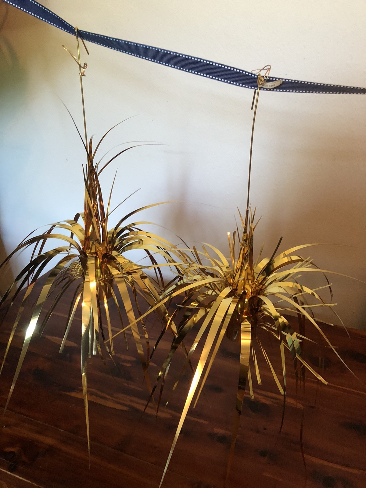 Vtg Christmas Tinsel Foil Mylar Ornaments Lot Of 2 Bundle Atomic Fountain Japan