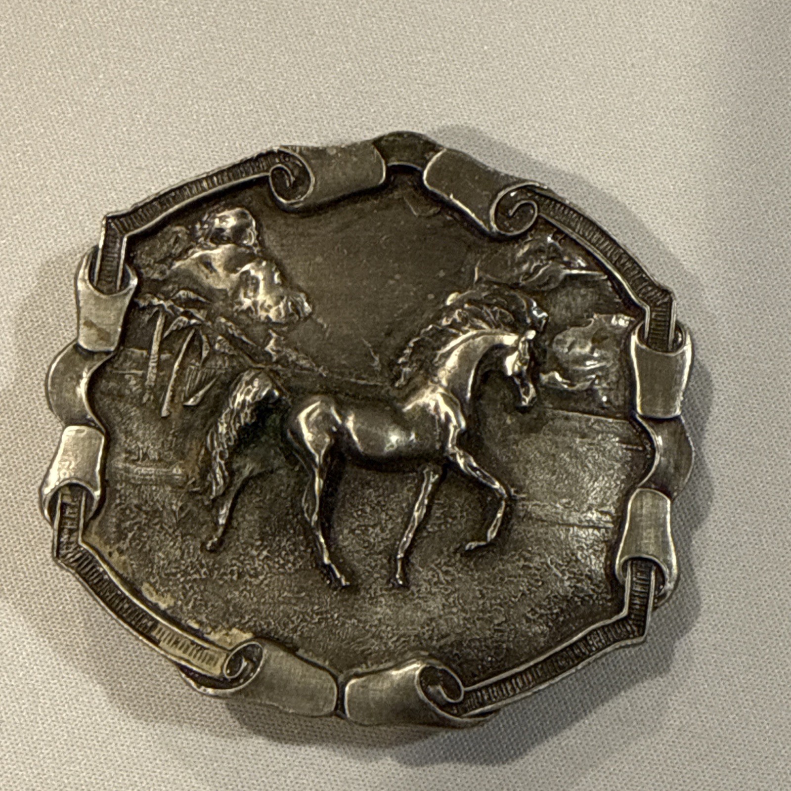 Vtg 1978 Horse Belt Buckle Bergamot Brass Works 