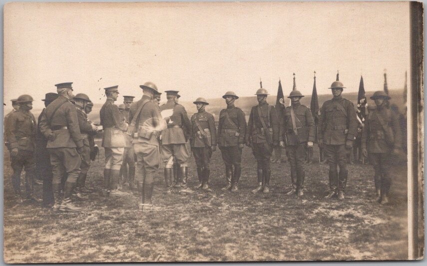 1910s WWI Europe Military Real Photo RPPC Postcard / Officer Reviewing Soldiers