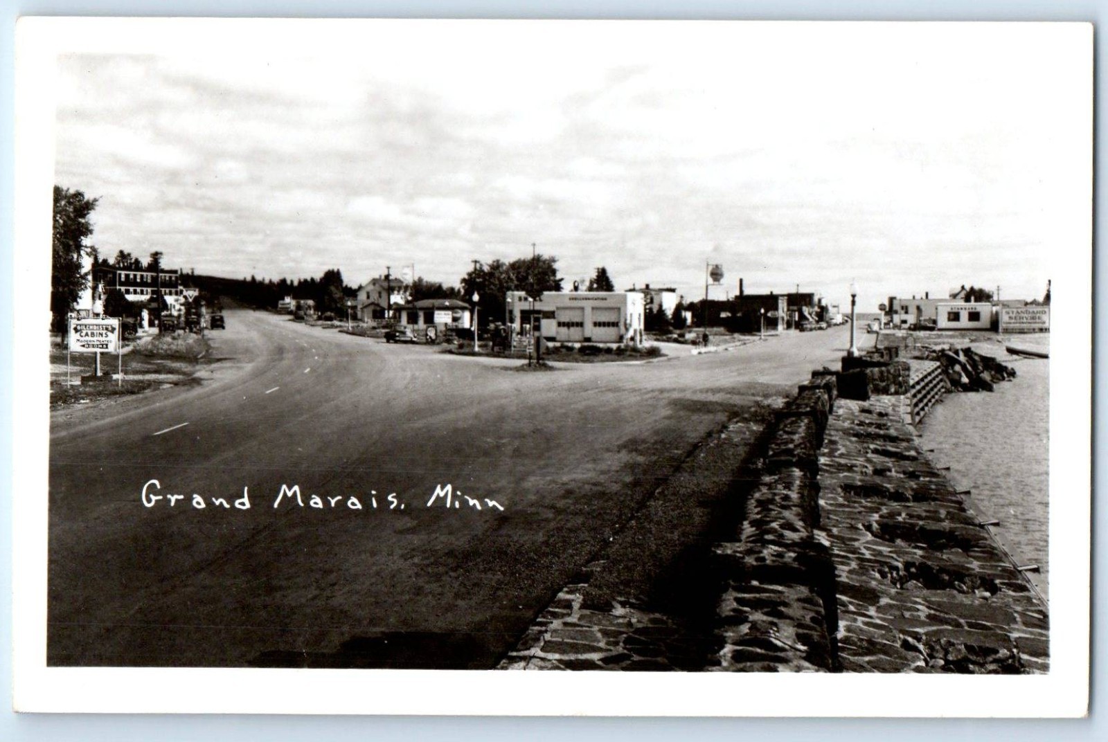 c1940's Main Street Cabins Grand Marais Minnesota MN RPPC Photo Vintage Postcard