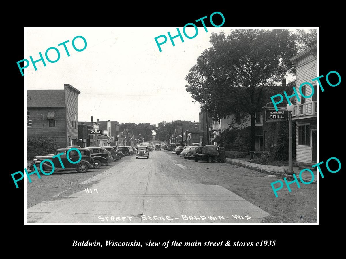 Baldwin Wisconsin The Main Street & Stores c1935 2 Old Large Historic Photo Baldwin Wisconsin The Main Street & Stores c1935 2 Old Large Historic Photo