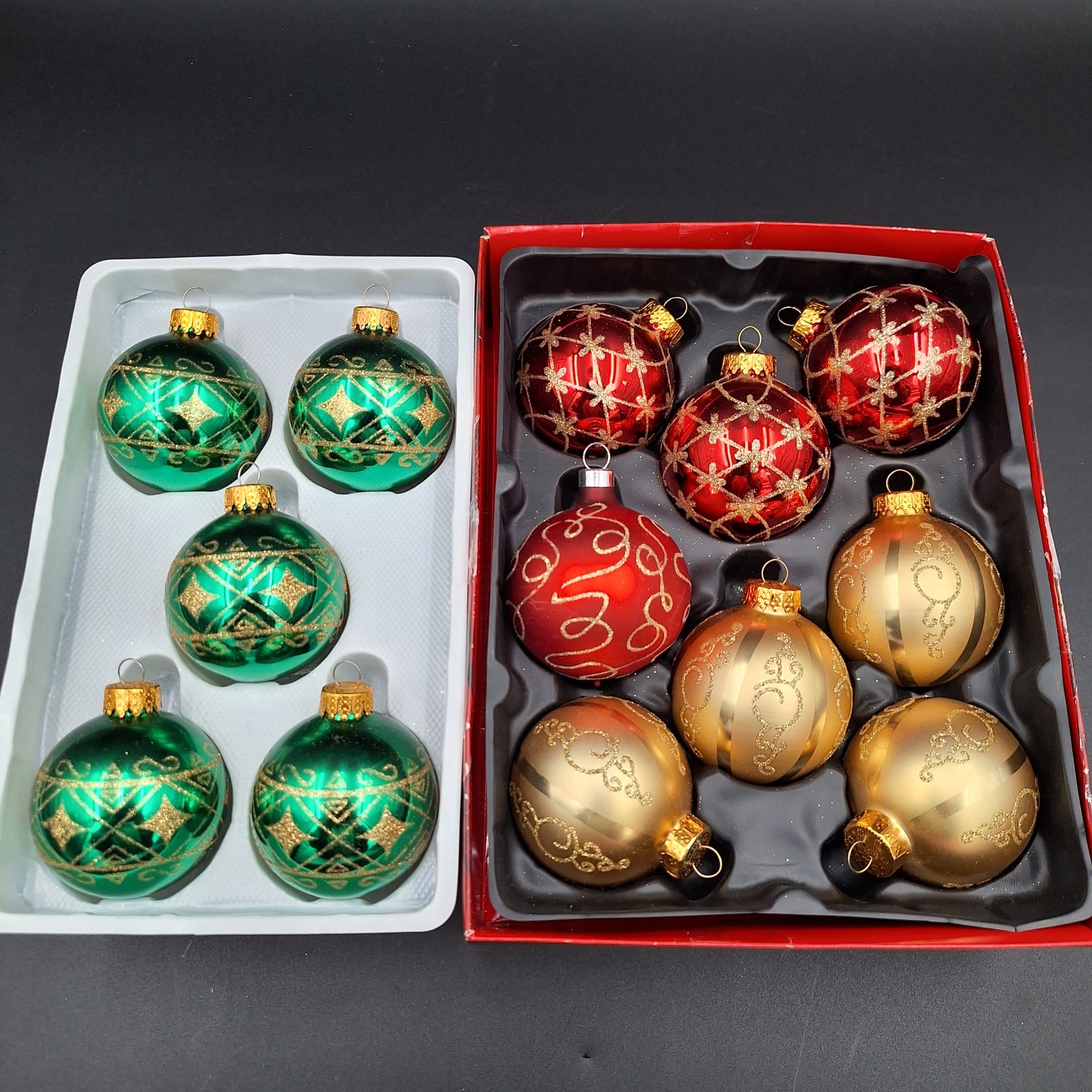 VTG Set Of 13 G & D mixed lot Glass Christmas Ornaments VTG Set Of 13 G & D mixed lot Glass Christmas Ornaments