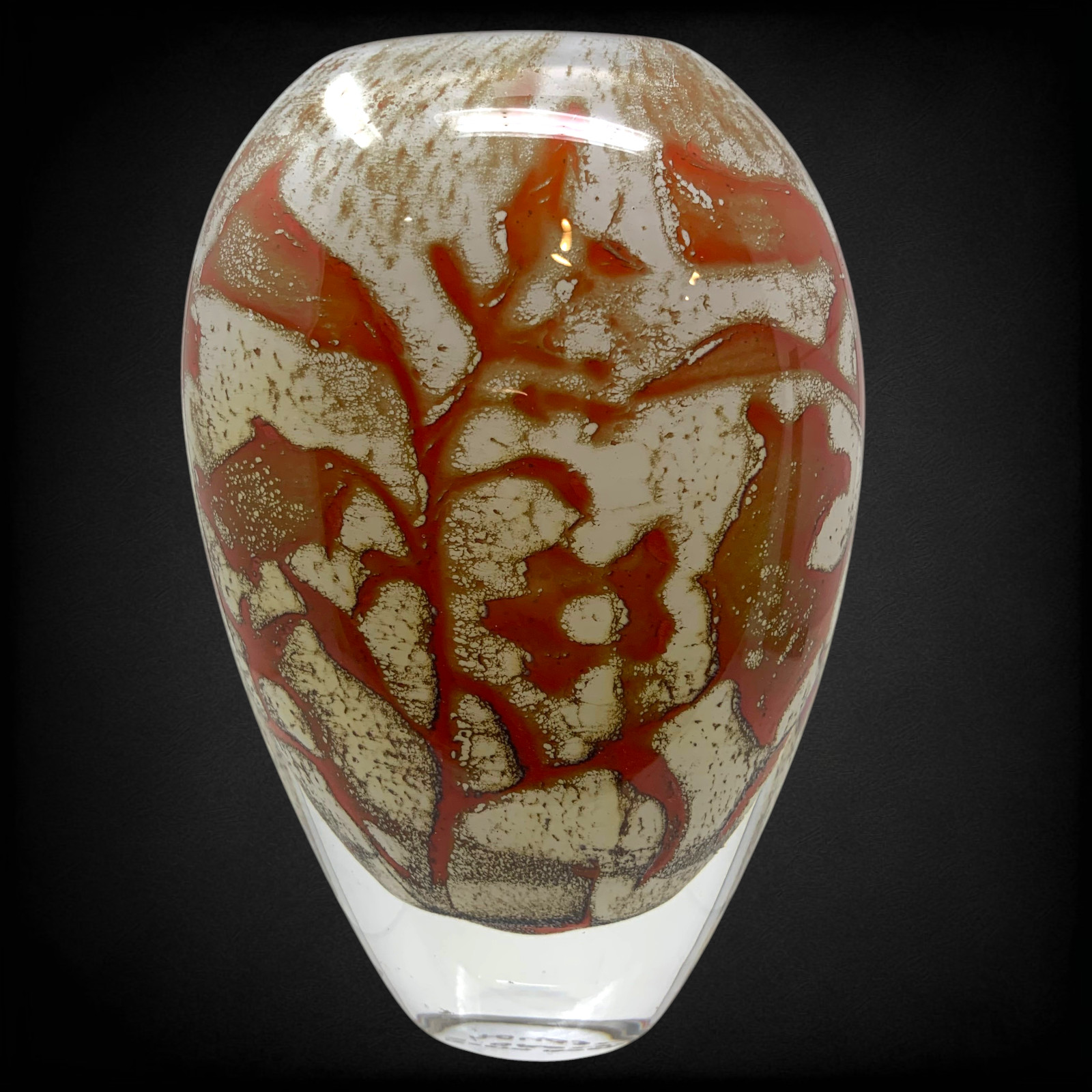 Vtg Y2K Kosta Boda Floating Flowers Vase Olle Brozén Signed Swedish Art Glass 7