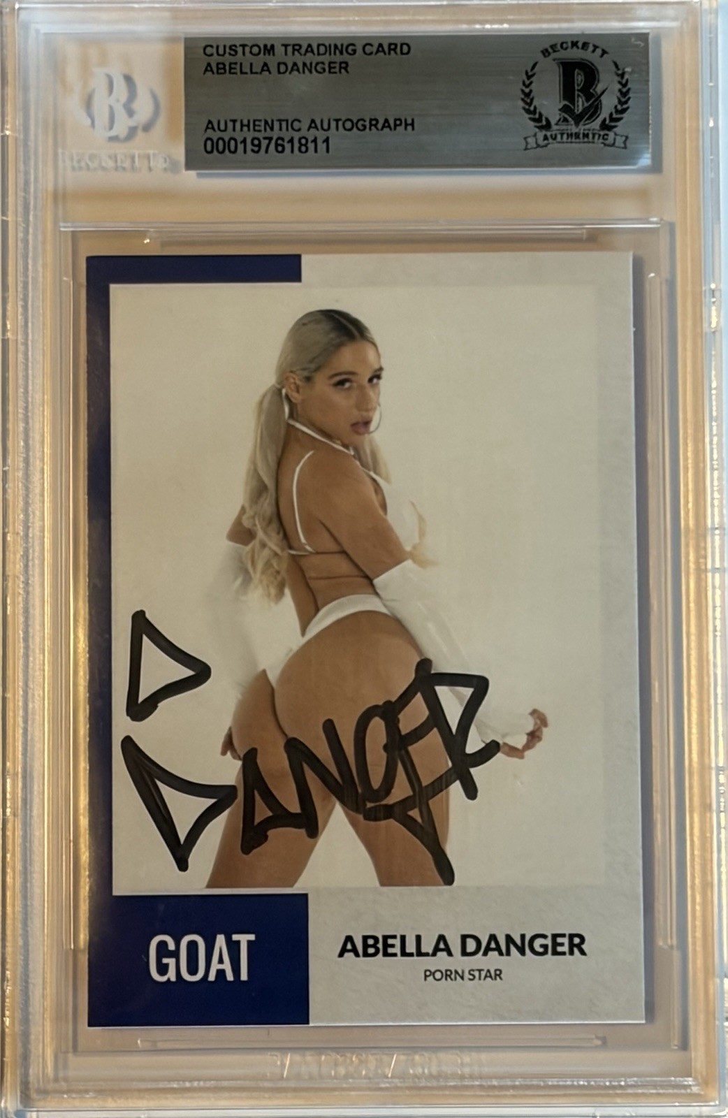 Abella Danger Signed Custom Trading Card Beckett Encapsulated Auto 10 GOAT COA