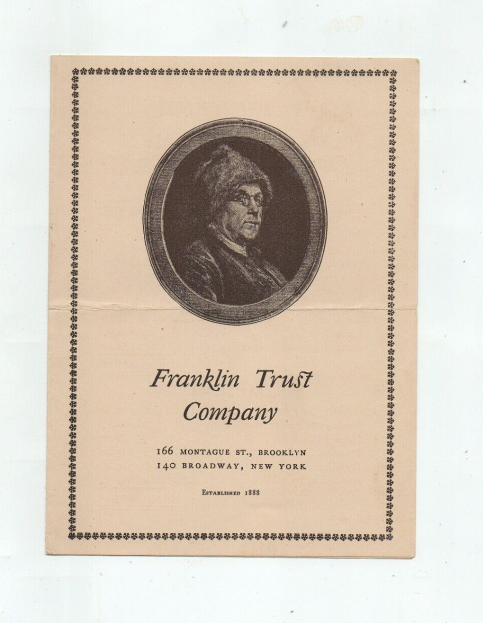 1909 pamphlet from Franklin Trust Company, Brooklyn, New York - Hugh Auchincloss