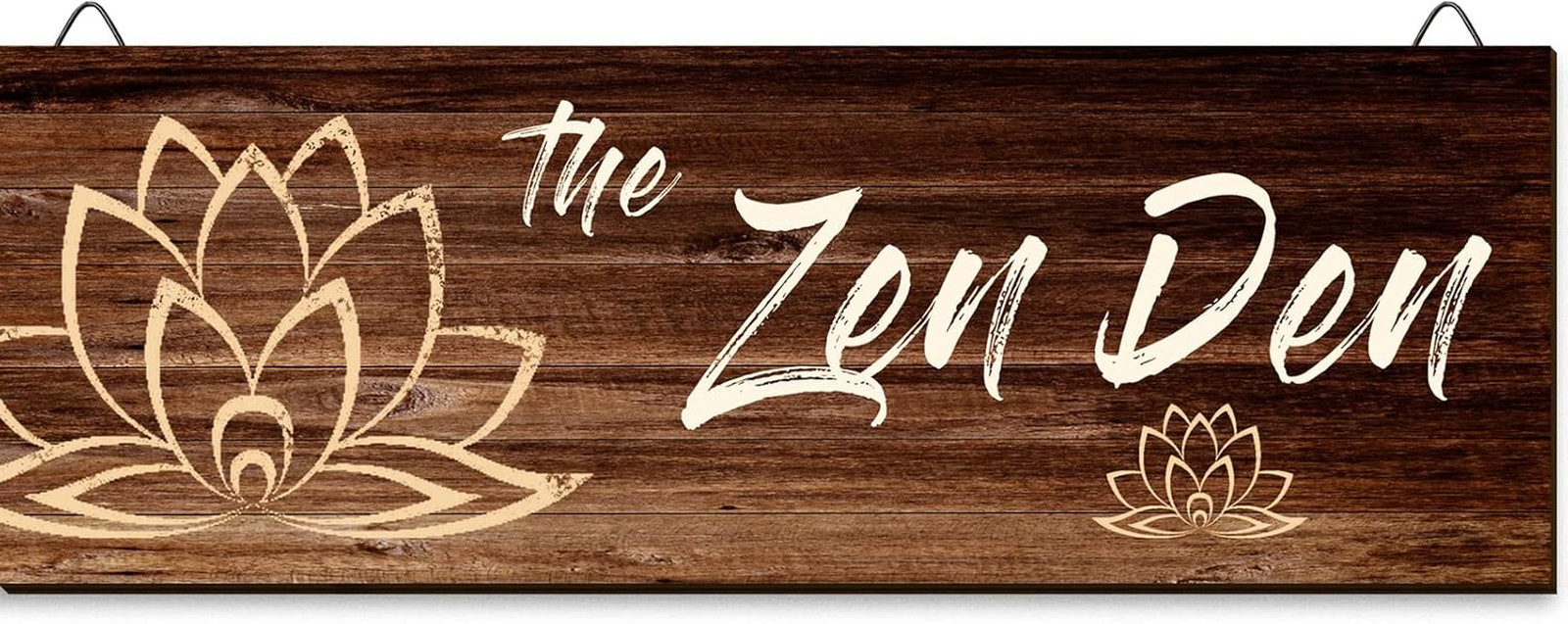 The Zen Den Wooden Wall Sign, 13.7 x 4.7 Inches Hippie Room Decoration with Hook