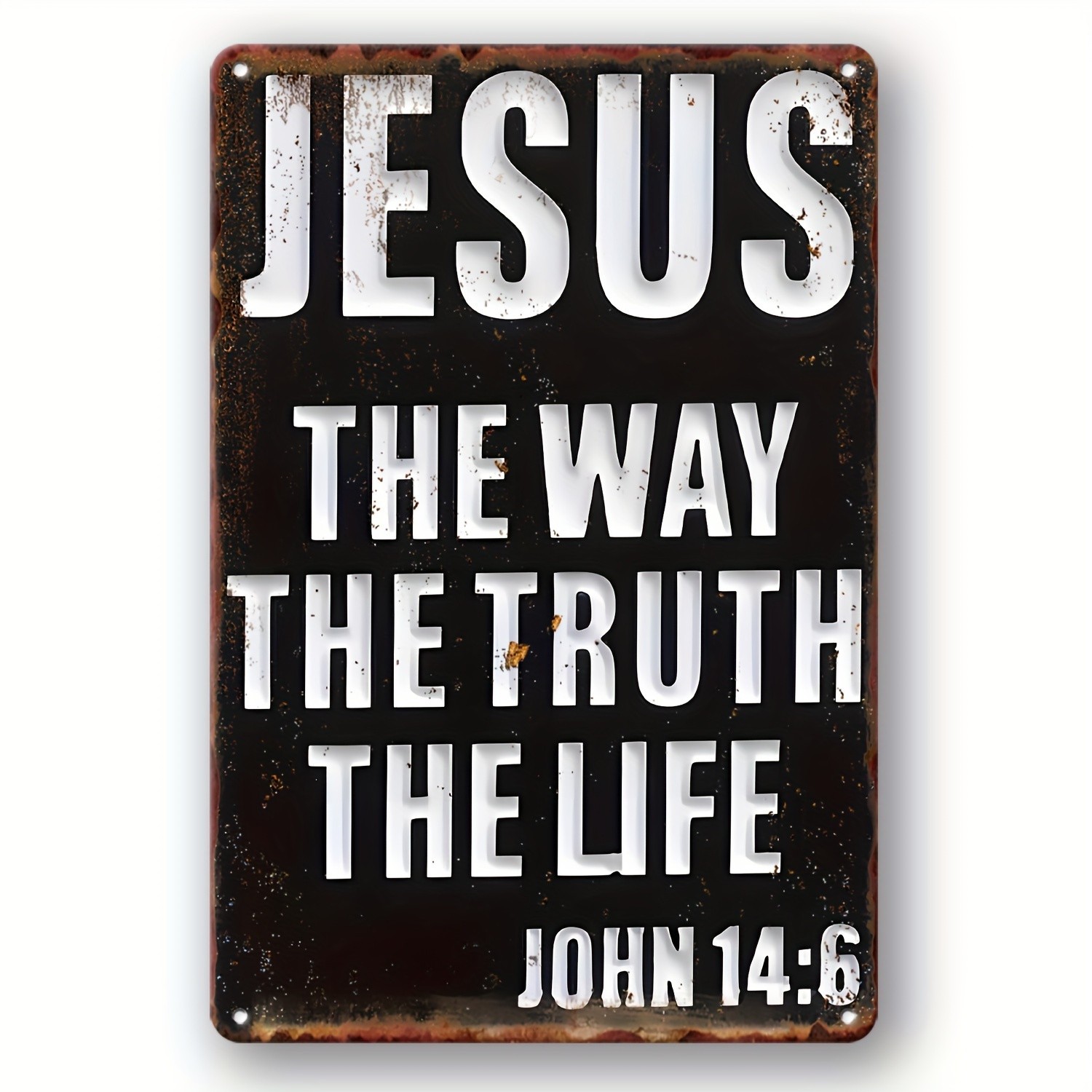 2D Flat,Vintage Aluminum Wall Art Jesus: The Way, Tin Metal Signs Home Décor8x12