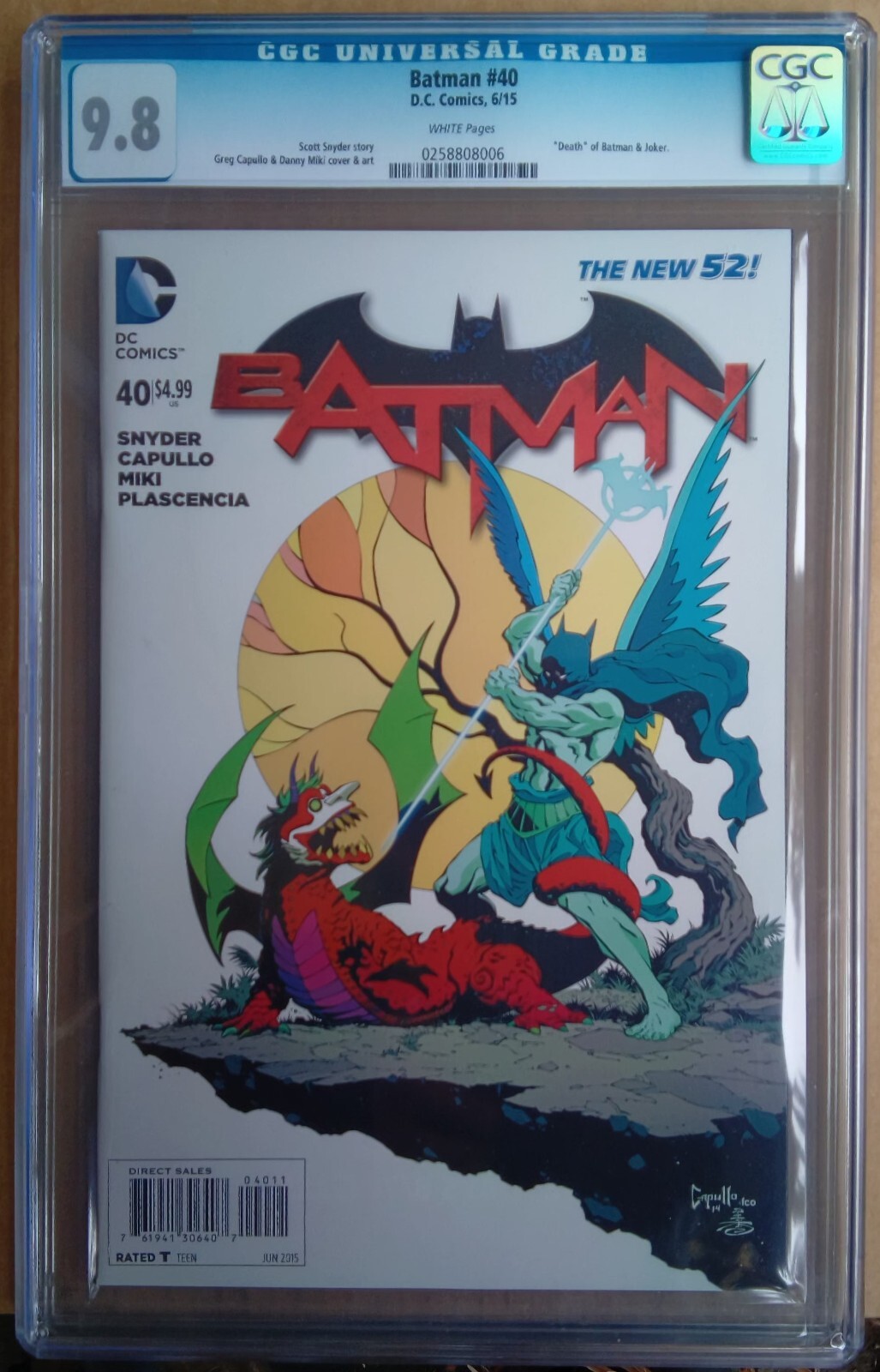 cgc 9.8 Batman #40 2015 Greg Capullo