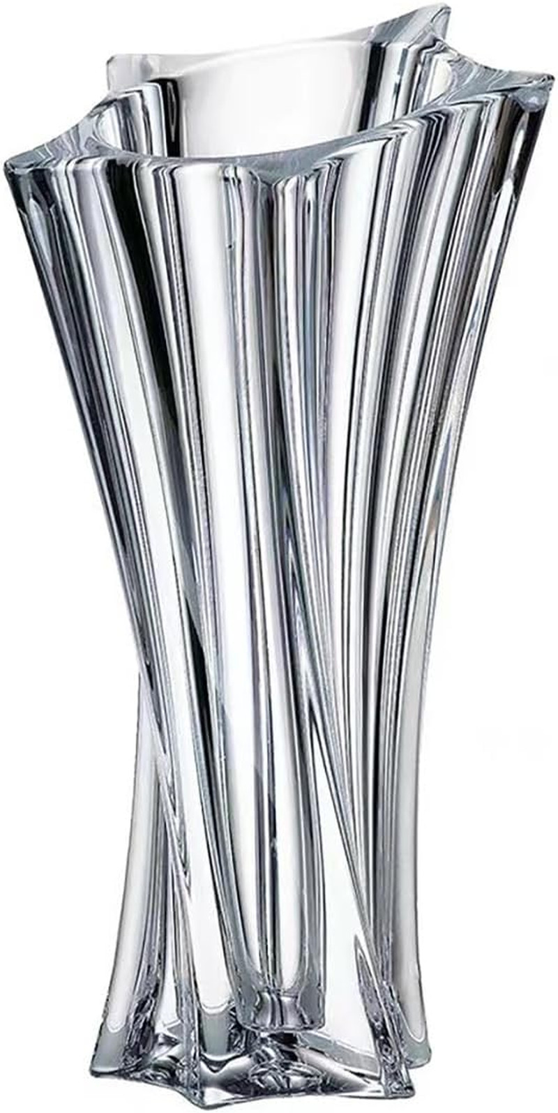 Crystal Glass Vase – Heavy Crystal Vase for Flowers with Weighted Bottom, Thick