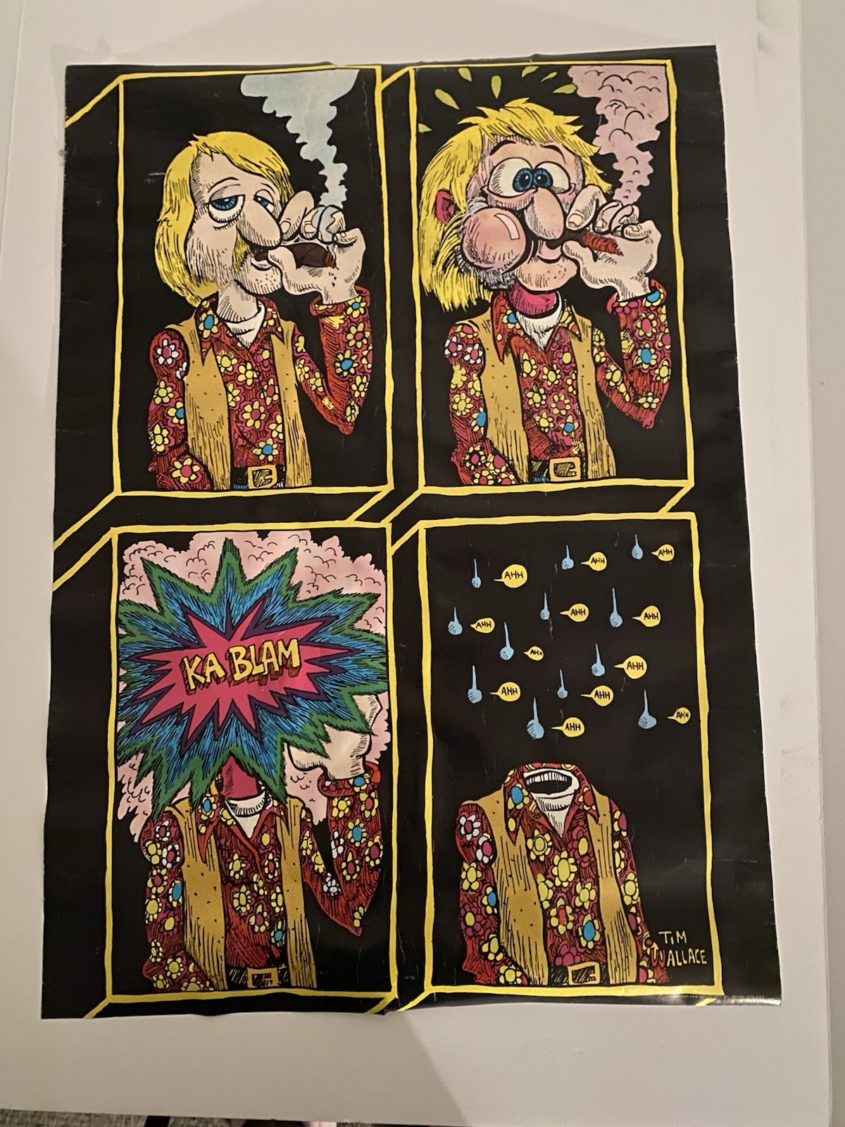 RARE Original 1974 TIM WALLACE Psychedelic Funny POSTER 20”x28”