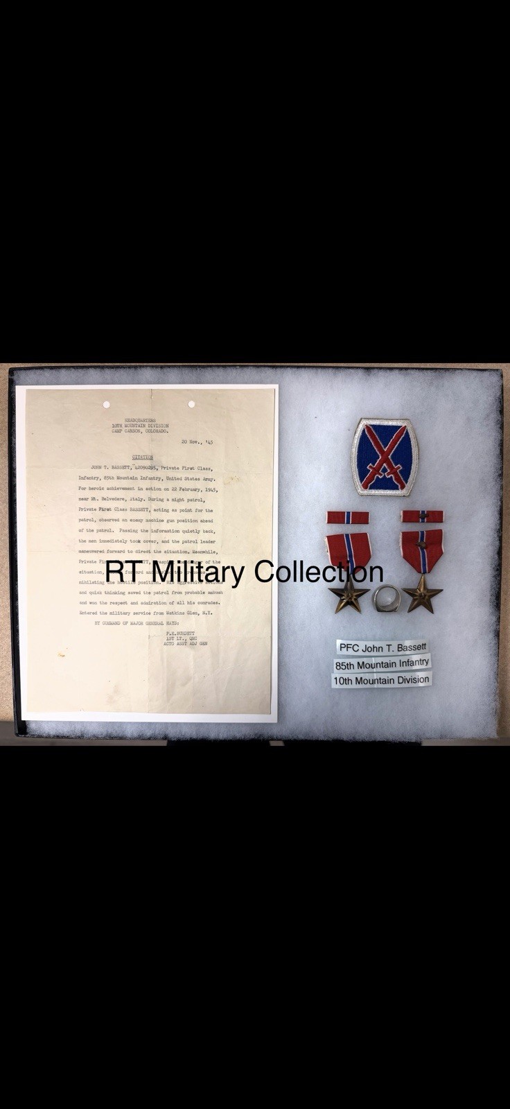 WWII 10th Mountain Division Bronze Star Group