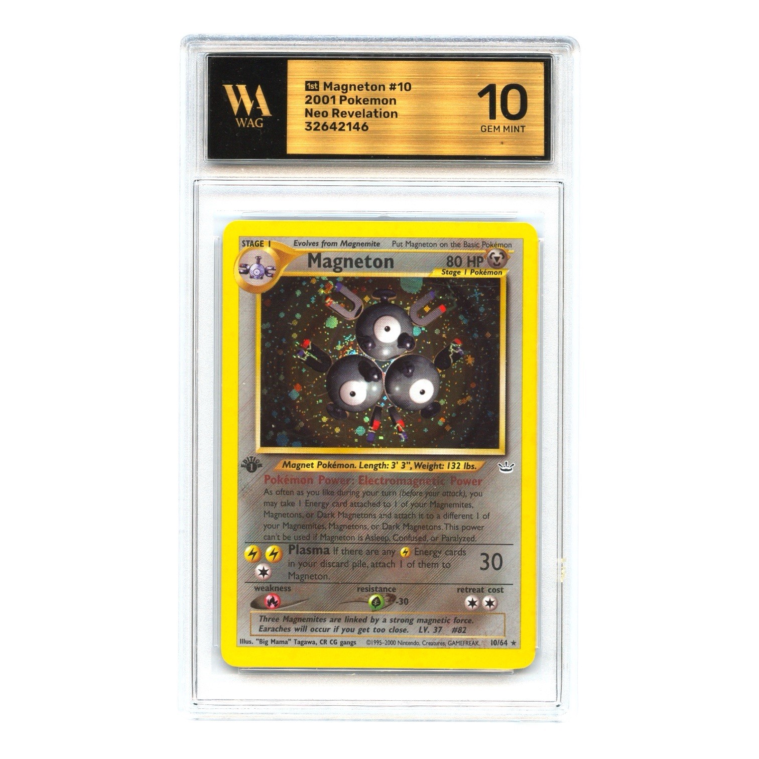 1st Edition Magneton #10/64 Holo Neo Revelation - GEM MINT 10
