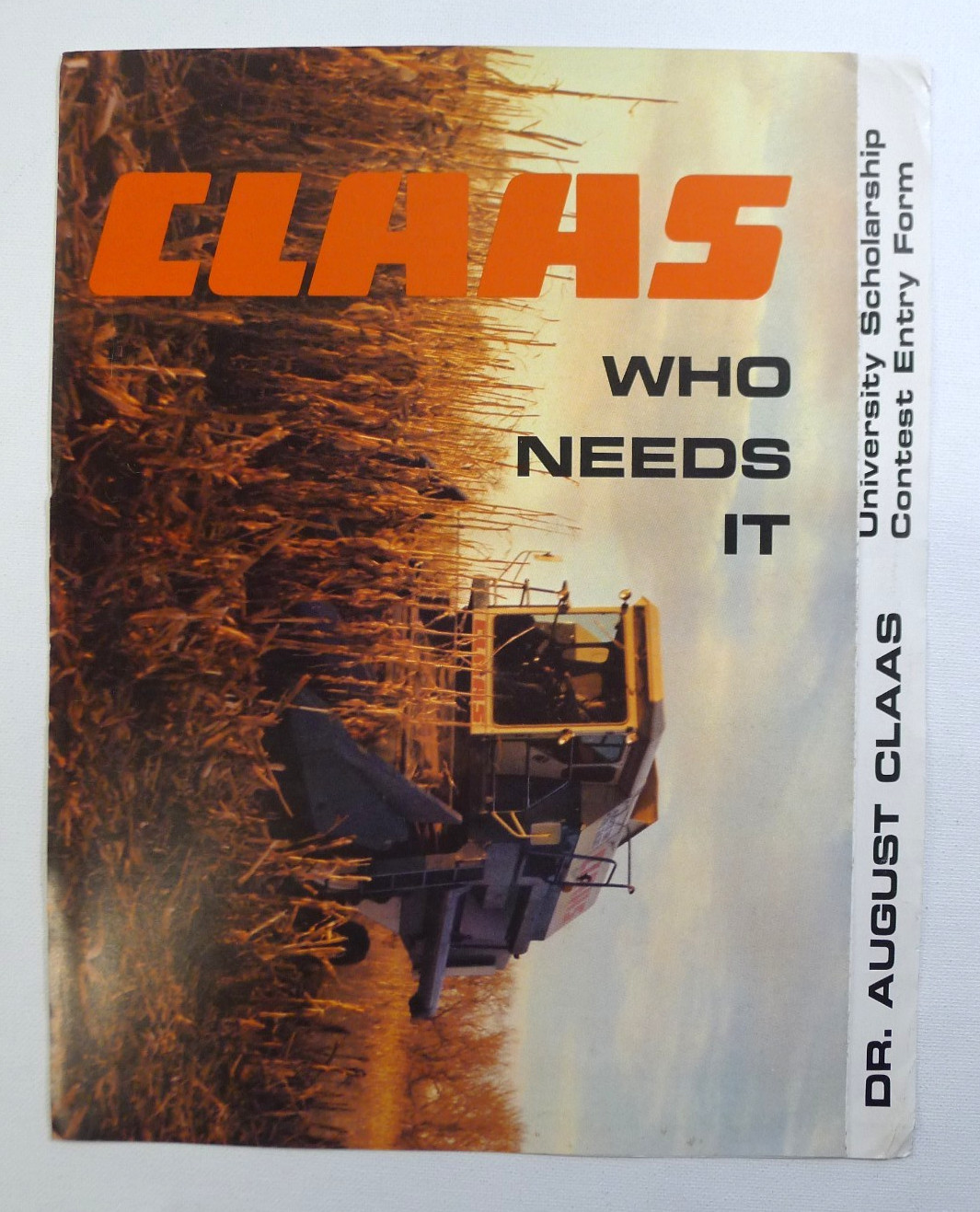 Vintage CLASS Scholarship Entry Form BROCHURE Dr. August Claas 1981 Farm Show
