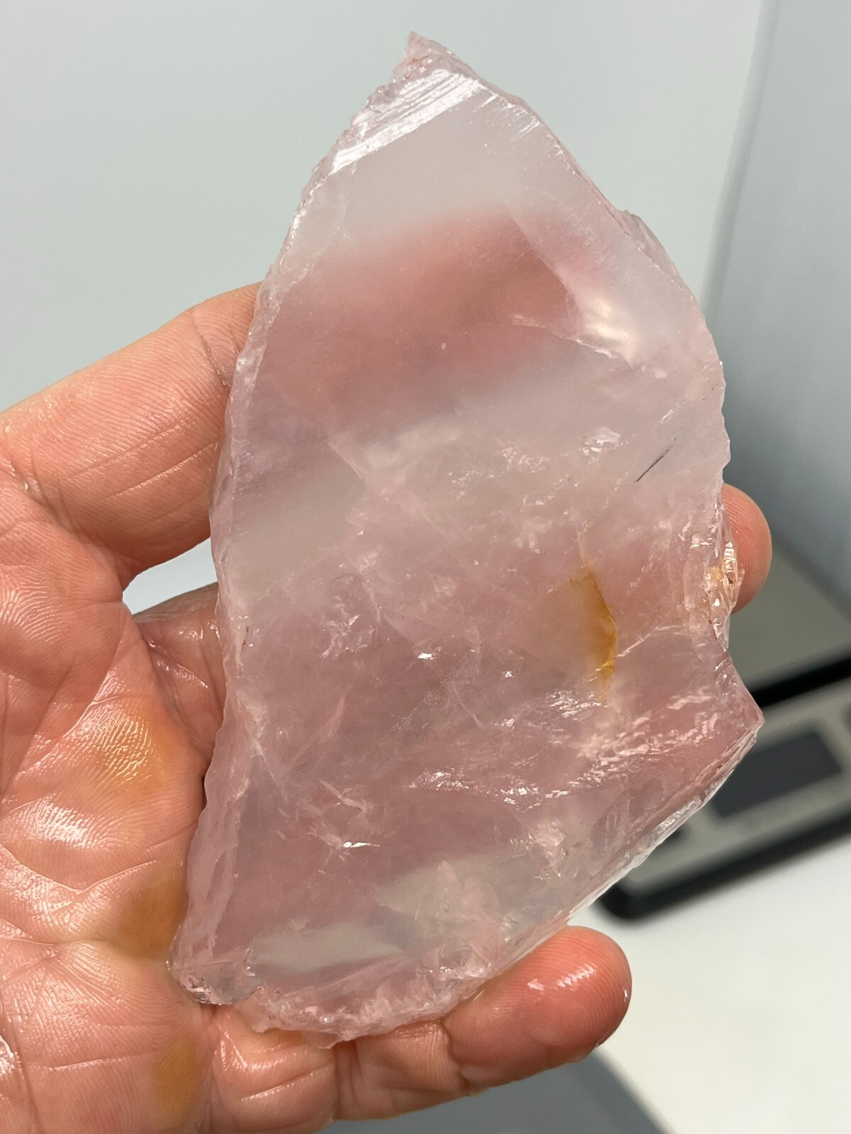 Semi-Transparent Rose Quartz Slab Lapidary Cabbing Carving Chakra Reiki