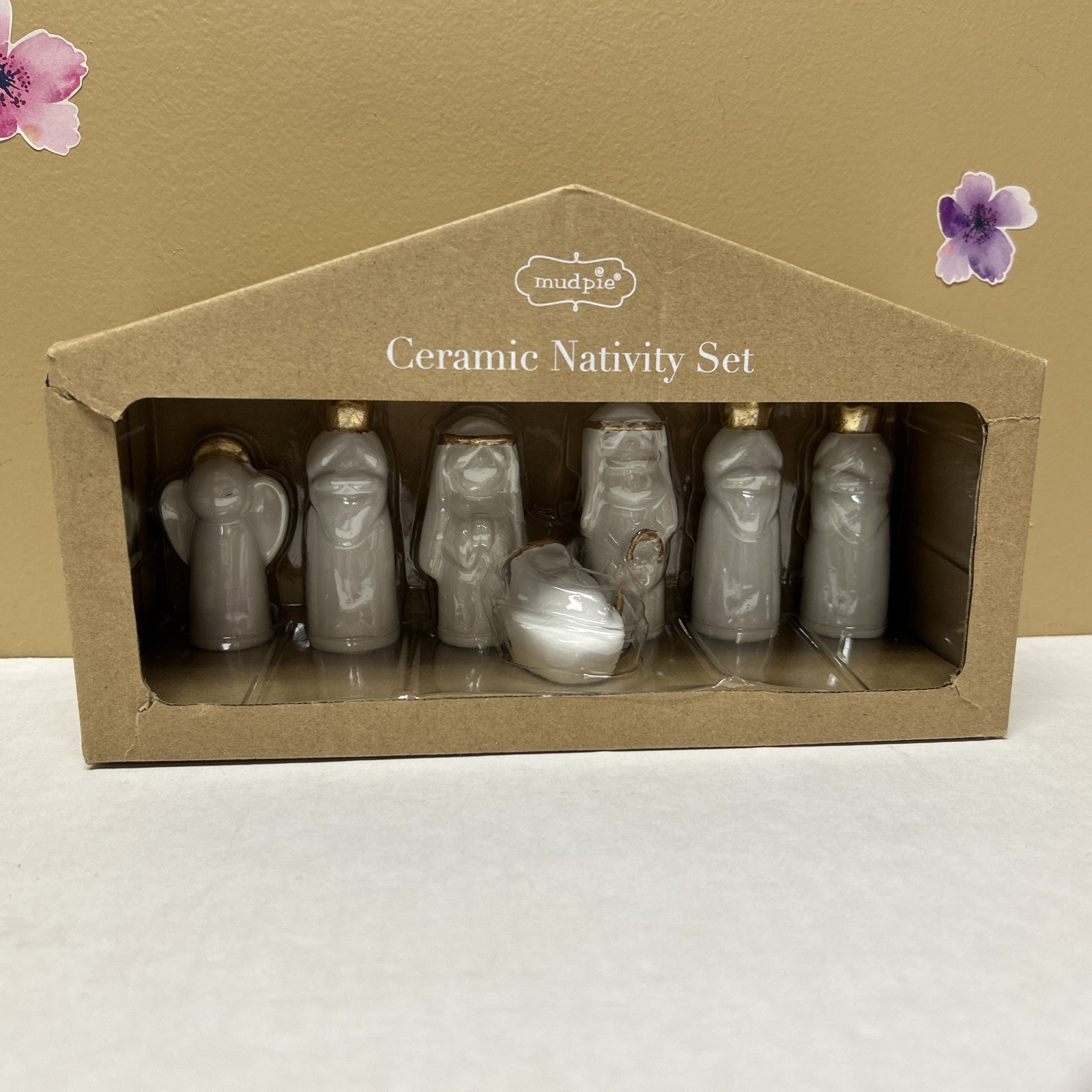 Ceramic 7 Piece Nativity Set- Mud Pie-New In Box Ceramic 7 Piece Nativity Set- Mud Pie-New In Box