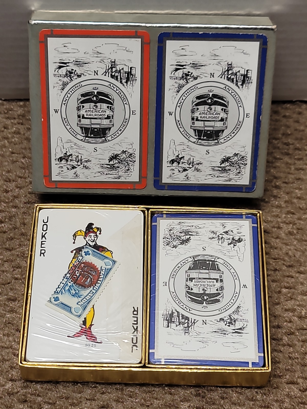 Vtg AAR Railroad Double Deck Playing Cards Arrco Sealed Tax Stamp 