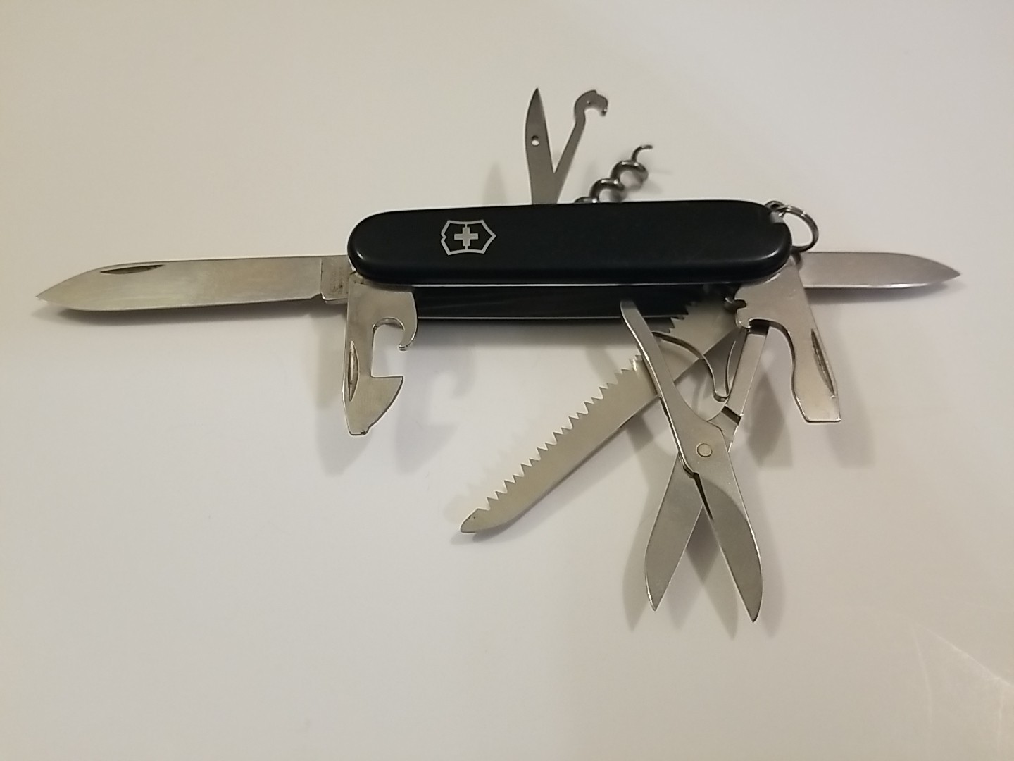 Victorinox Black Huntsman Swiss Army Knife Multi Tool Scissors Hook Saw Opener