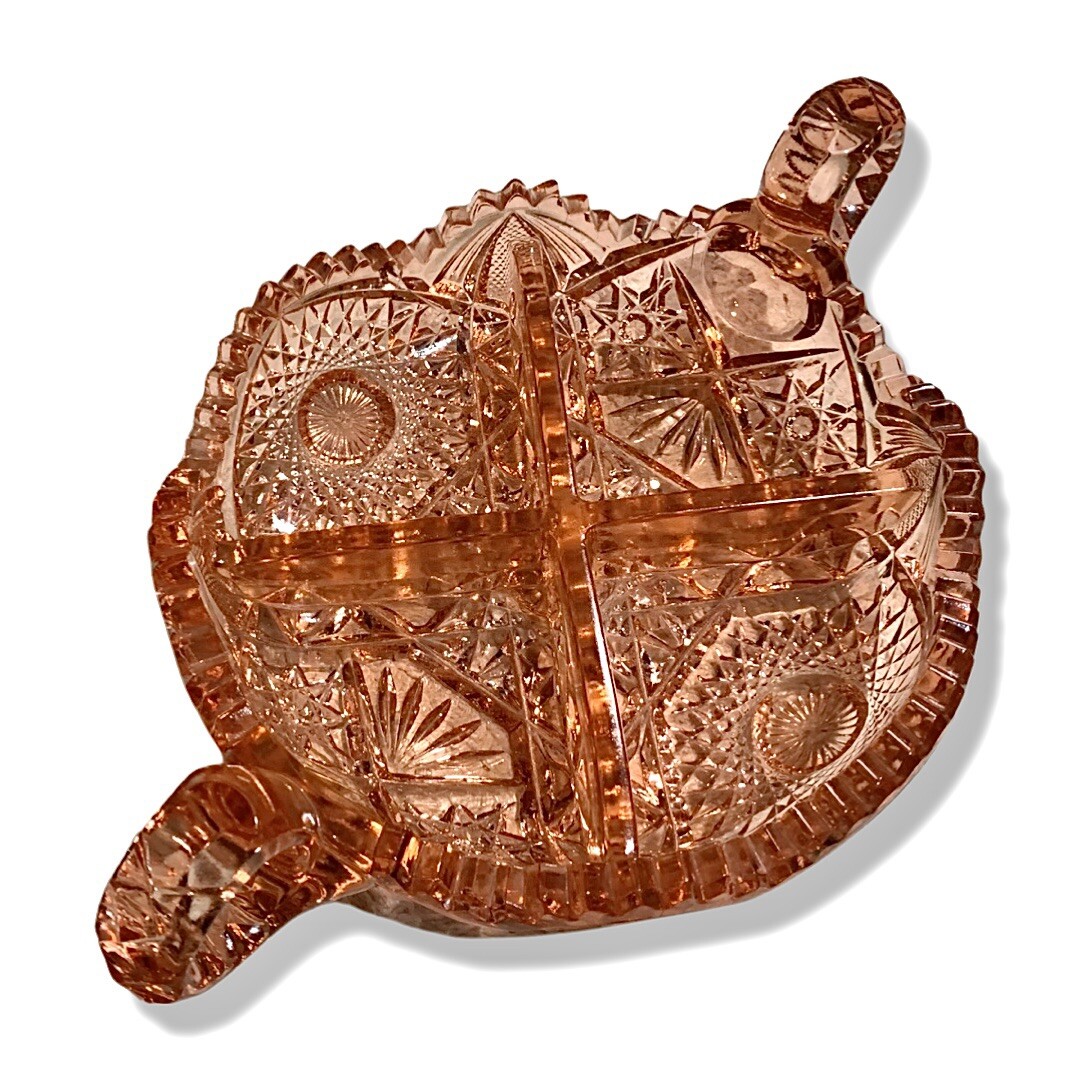 Brilliant Period  Divided Glass Dish With Handels ,by Imperial Glass Co